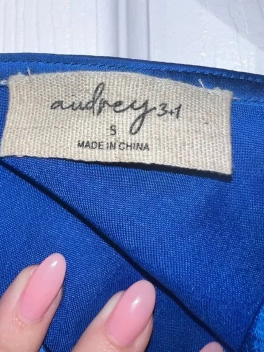 Audrey 3+1 Royal Blue Satin Midi Dress (Small) FLAW - Picture 5 of 10